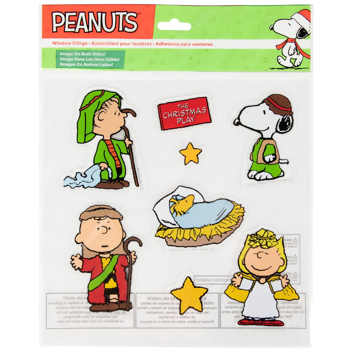 Northlight 8-Piece Peanuts Christmas Nativity Double Sided Window Cling Decorations