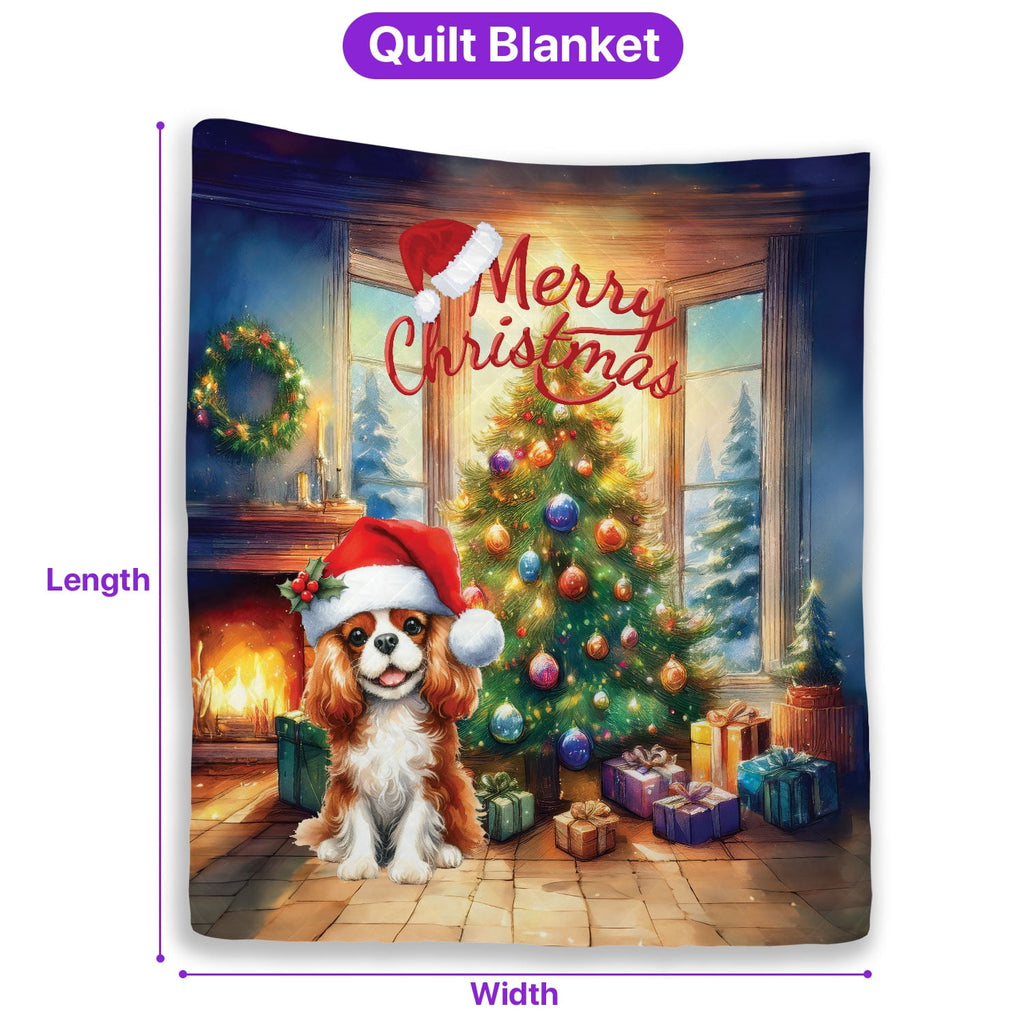 Merry Christmas French Bulldog Santa Hat Xmas Tree Winter Holiday Quilt Bedding Set Dog Lover Gifts 1 Blanket Bed Cover 2 Pillowcases - 01013