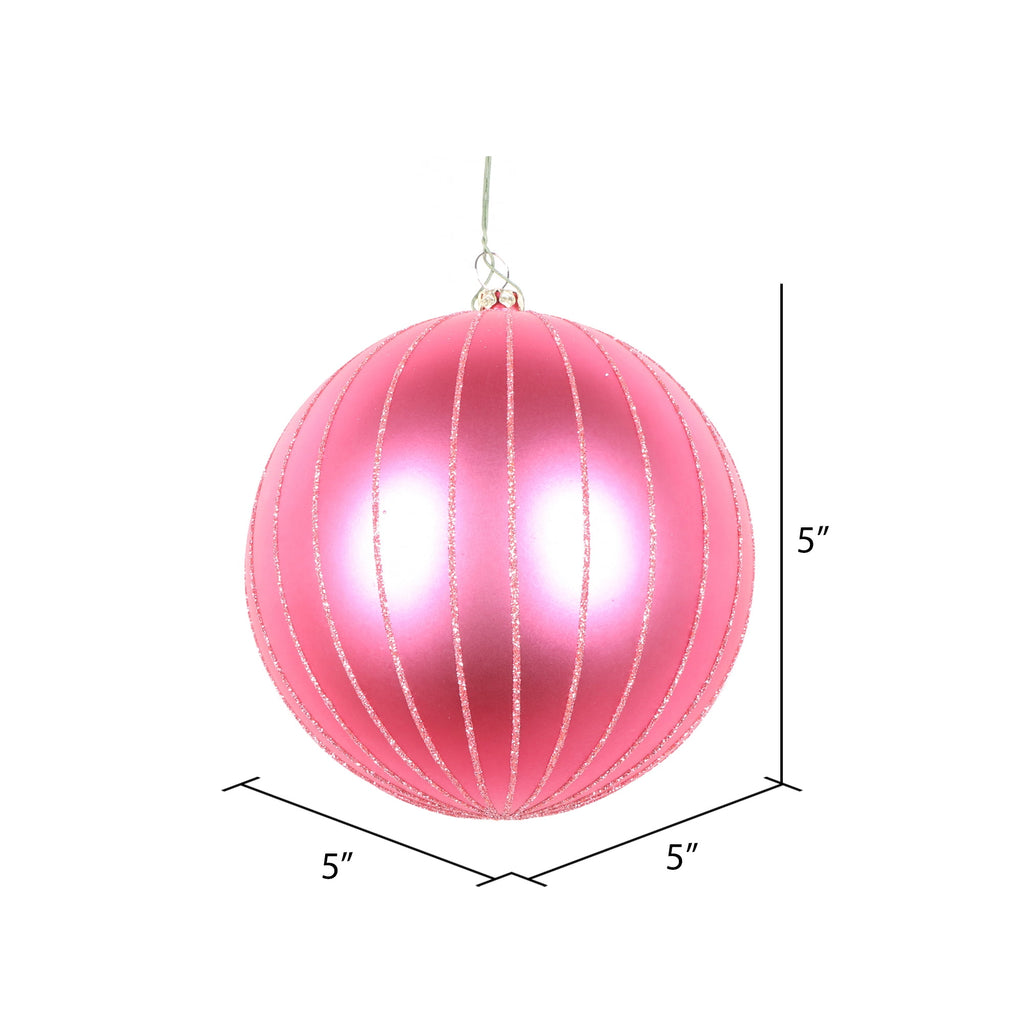 Vickerman 6" Rose Gold Matte Glitter Ball Christmas Ornament, 2 pieces per bag