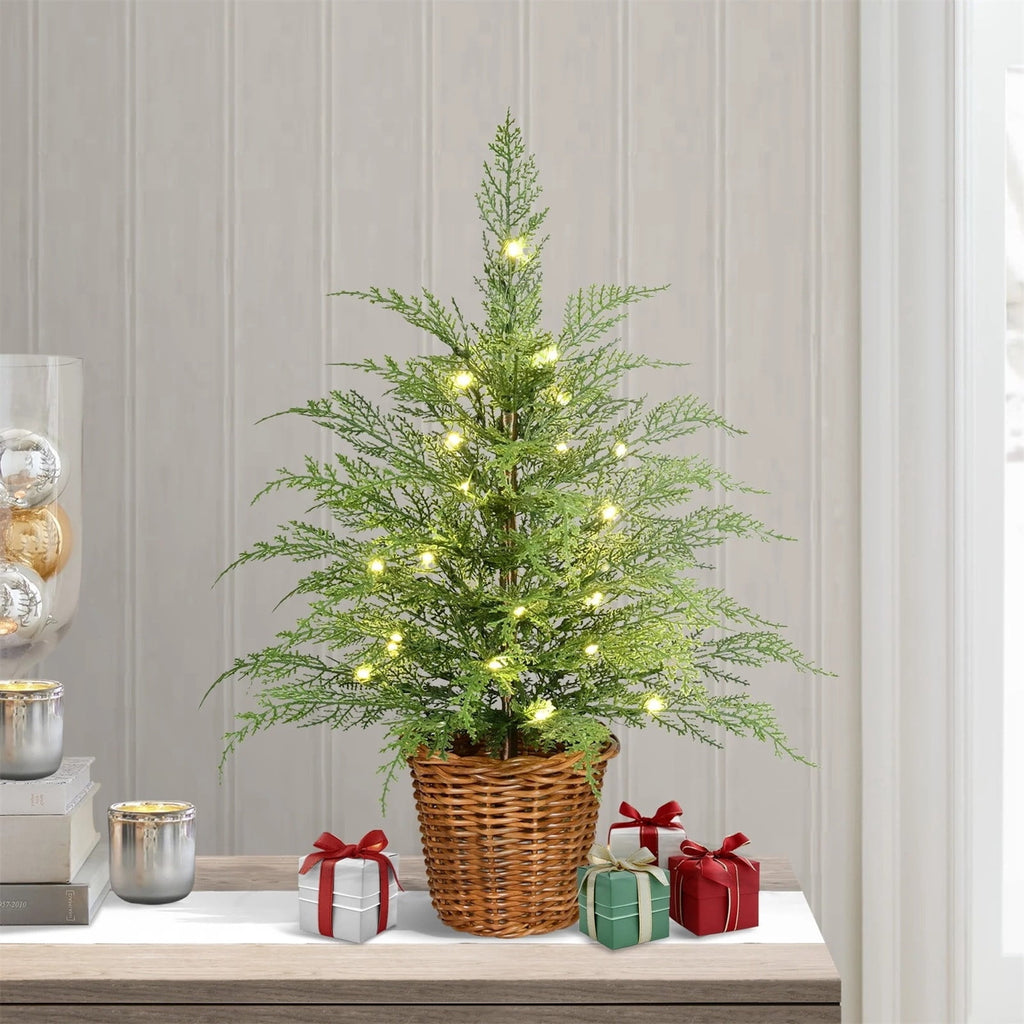 Pre-Lit Artificial Christmas Tree with 100 Warm White LED Lights, Realistic Hinged Green Christmas Tree with Foldable Metal Stand, Easy Setup Indoor Christmas Decor for Home, Office & Holiday Party