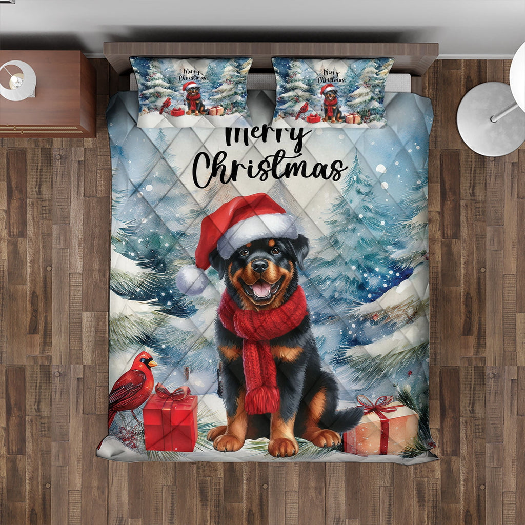 Merry Christmas French Bulldog Enjoys Woofmas Winter Xmas Holiday Quilt Bedding Set Dog Lover Gifts 1 Blanket Bed Cover 2 Pillowcases - 02022