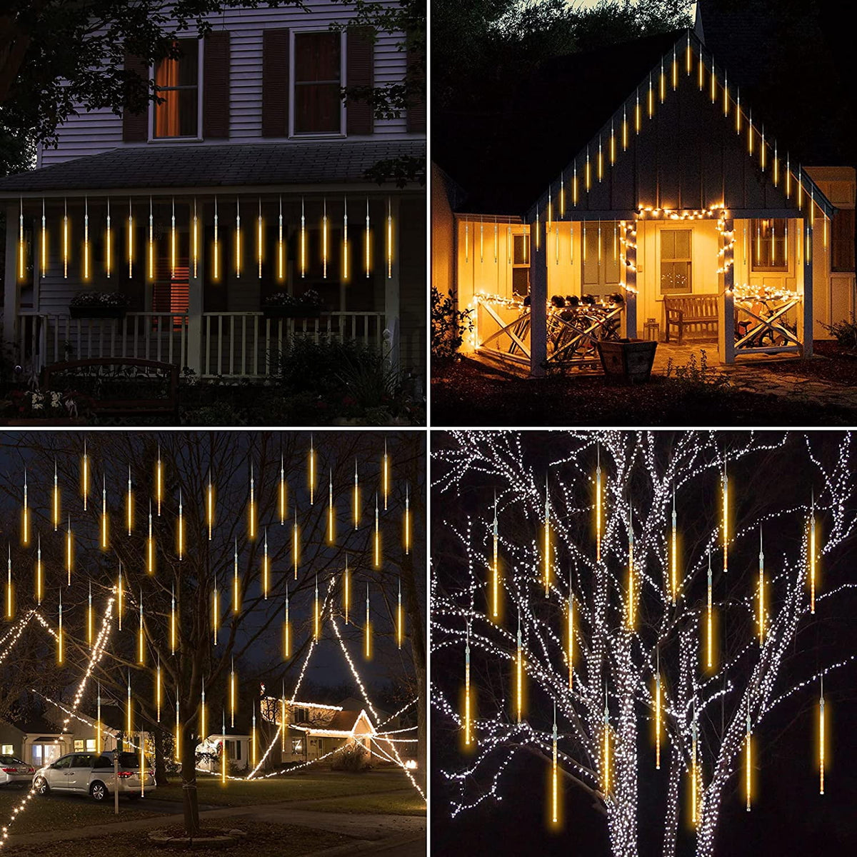 Christmas Lights, Meteor Shower Icicle String Lights, 18 Inches 8 Tubes 288 LED Christmas Lights Outdoor Dropping Lights, Hanging Falling Rain Lights Holiday Christmas Tree Lights, Blue