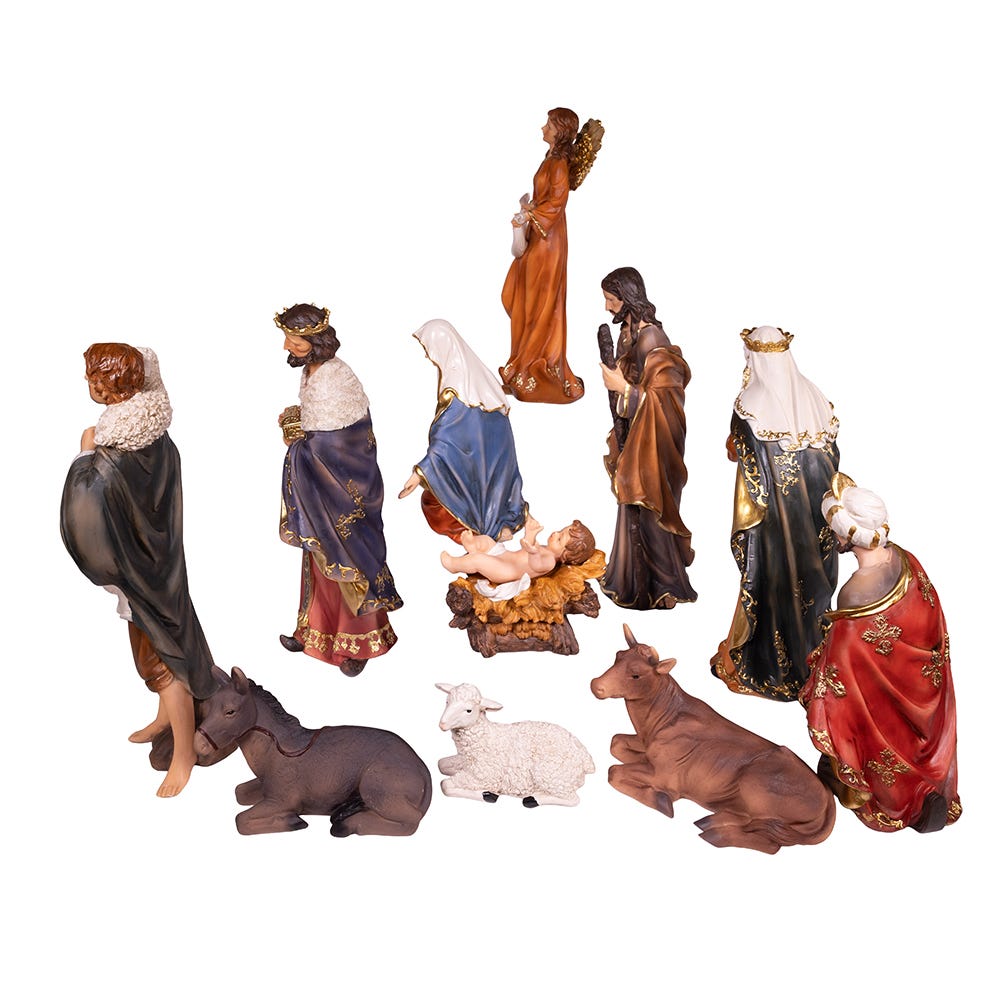 Kurt Adler 18" Resin Nativity Table Piece Set,11-Count