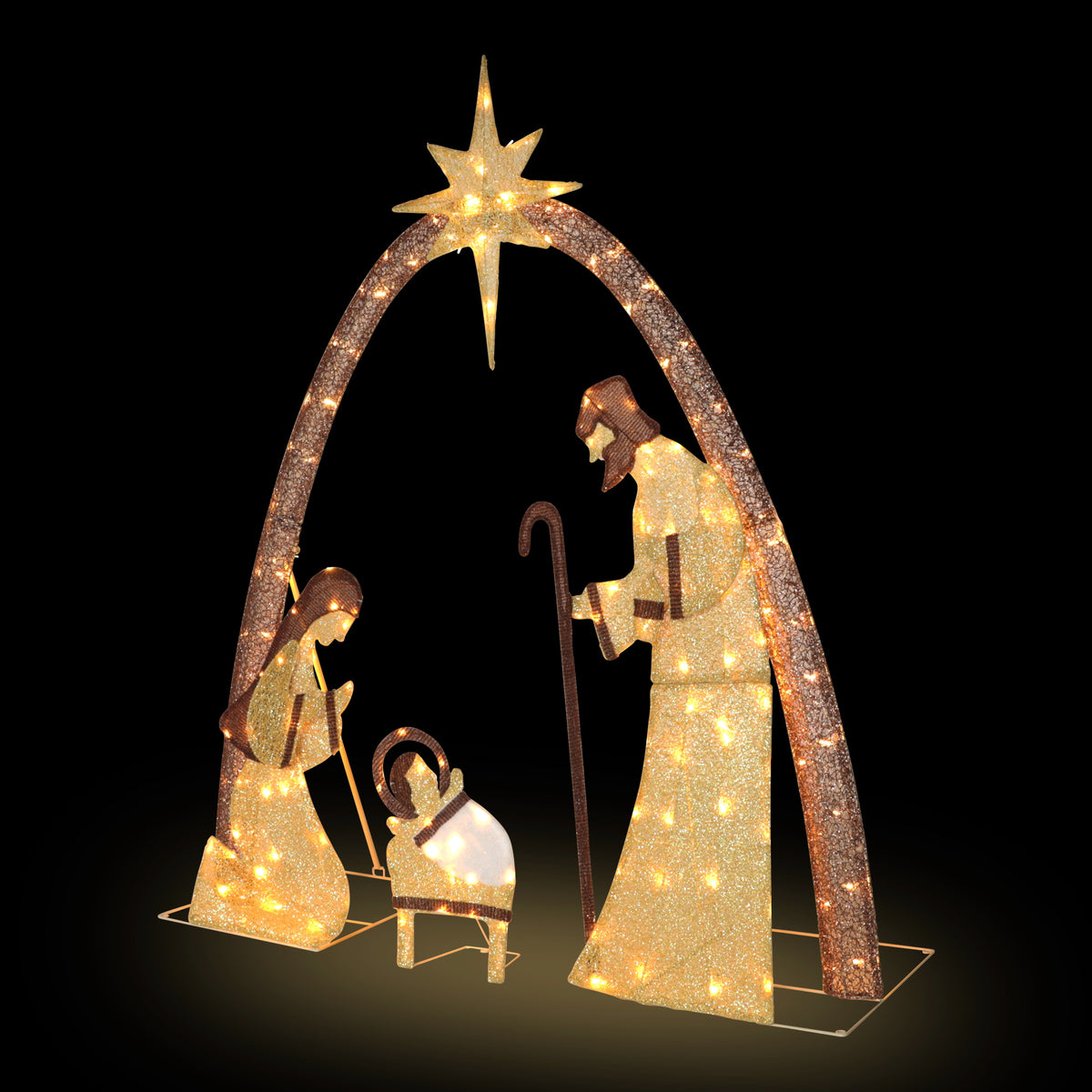 VEIKOUS 5ft Lighted Nativity Scene Christmas Decor Outdoor w/ 150 LED Lights, Holy Family Holiday Yard Decor Set ,White