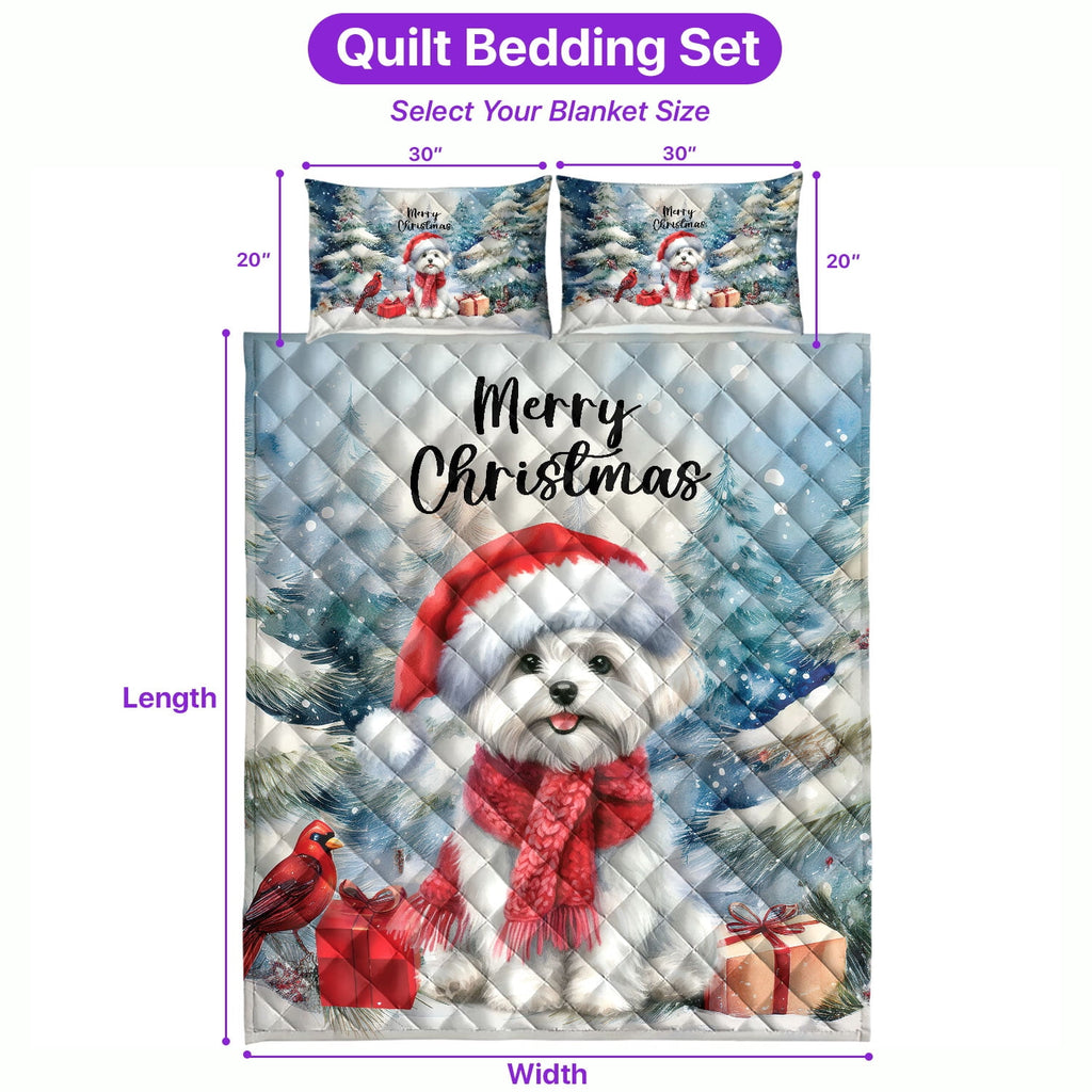 Merry Christmas French Bulldog Enjoys Woofmas Winter Xmas Holiday Quilt Bedding Set Dog Lover Gifts 1 Blanket Bed Cover 2 Pillowcases - 02022