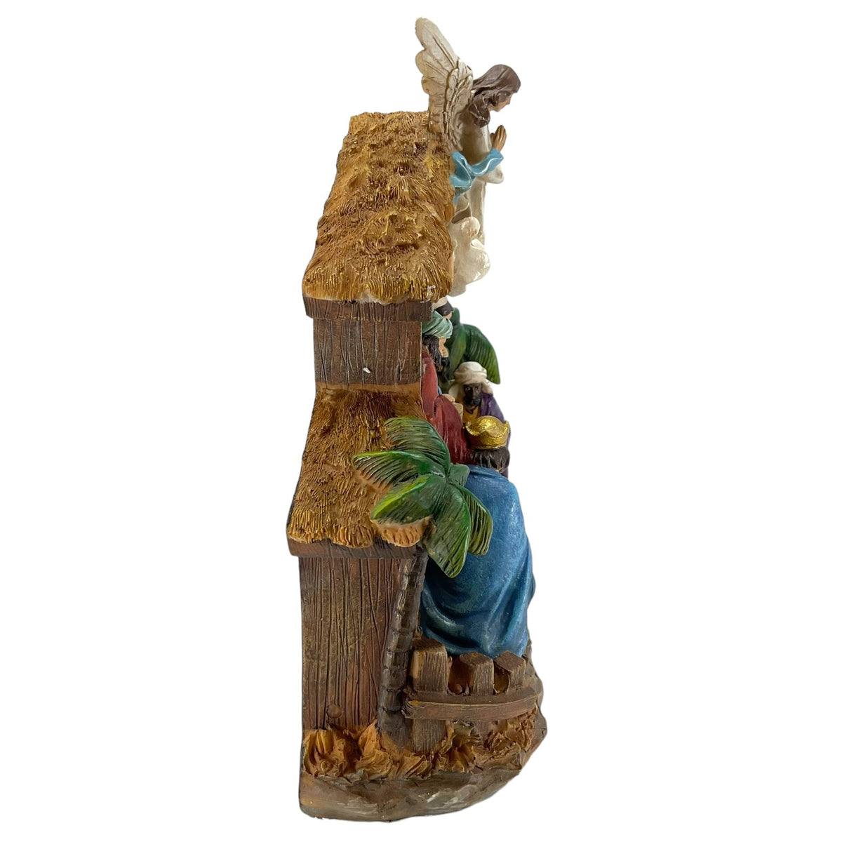 Gerson 2604470 Battery Operated Lighted Resin Nativity Stable with Figurines 12.4" L