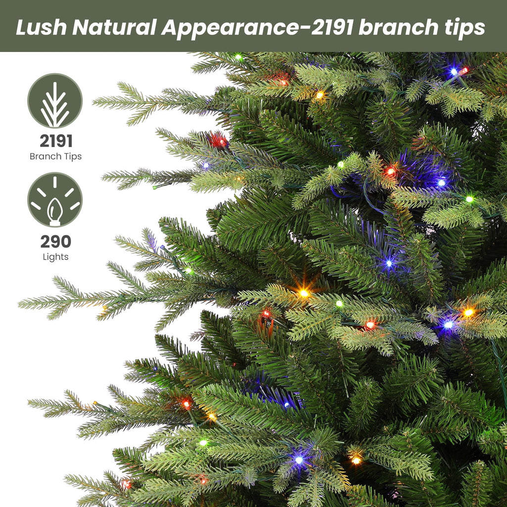 Lolsea 7ft Prelit Aspen Noble Fir Artificial Christmas Tree with Realistic PE Foliage, Warm White & Multi-Color Lights and Remote Control