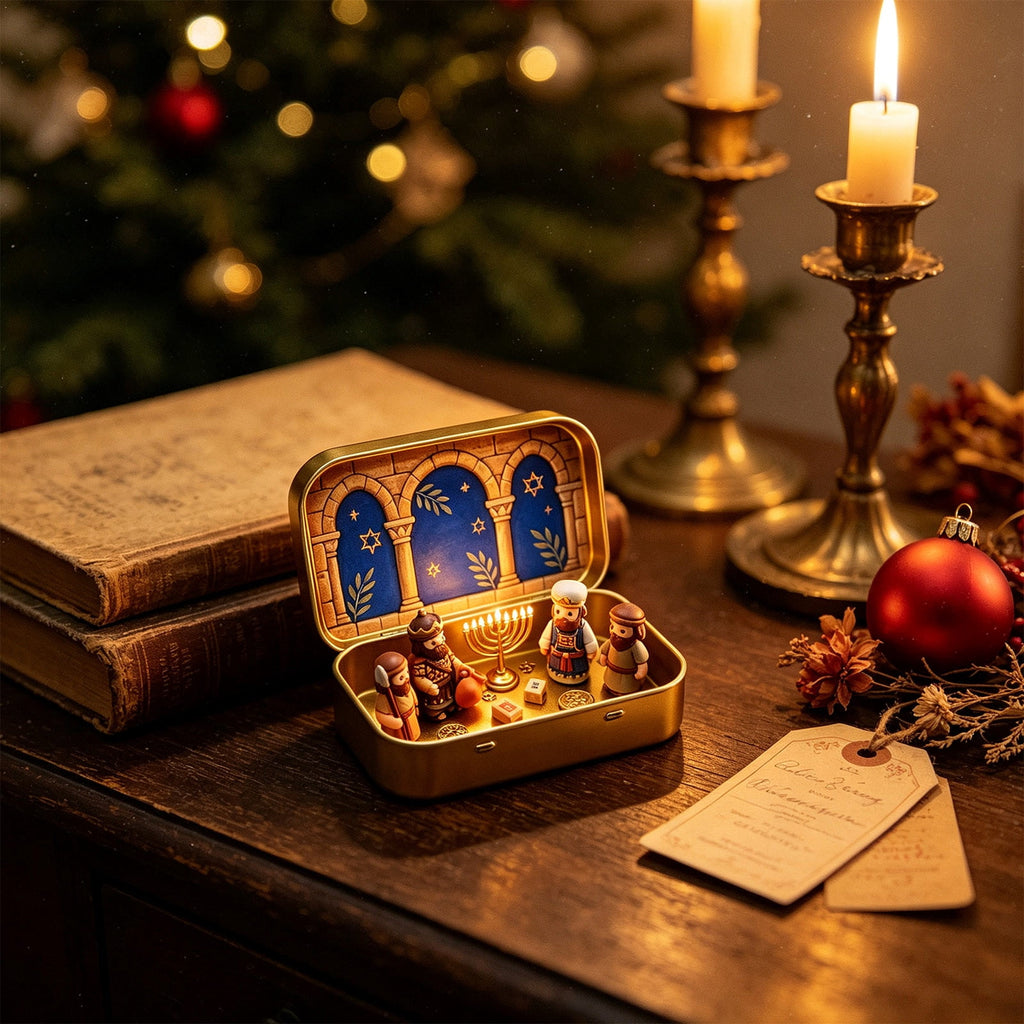 Mini Christmas Nativity Scene Set in a Tin Box Pocket Size Religious Catholic Jesus Holiday Desktop Ornament Decor Keepsake Stocking Stuffer Gifts