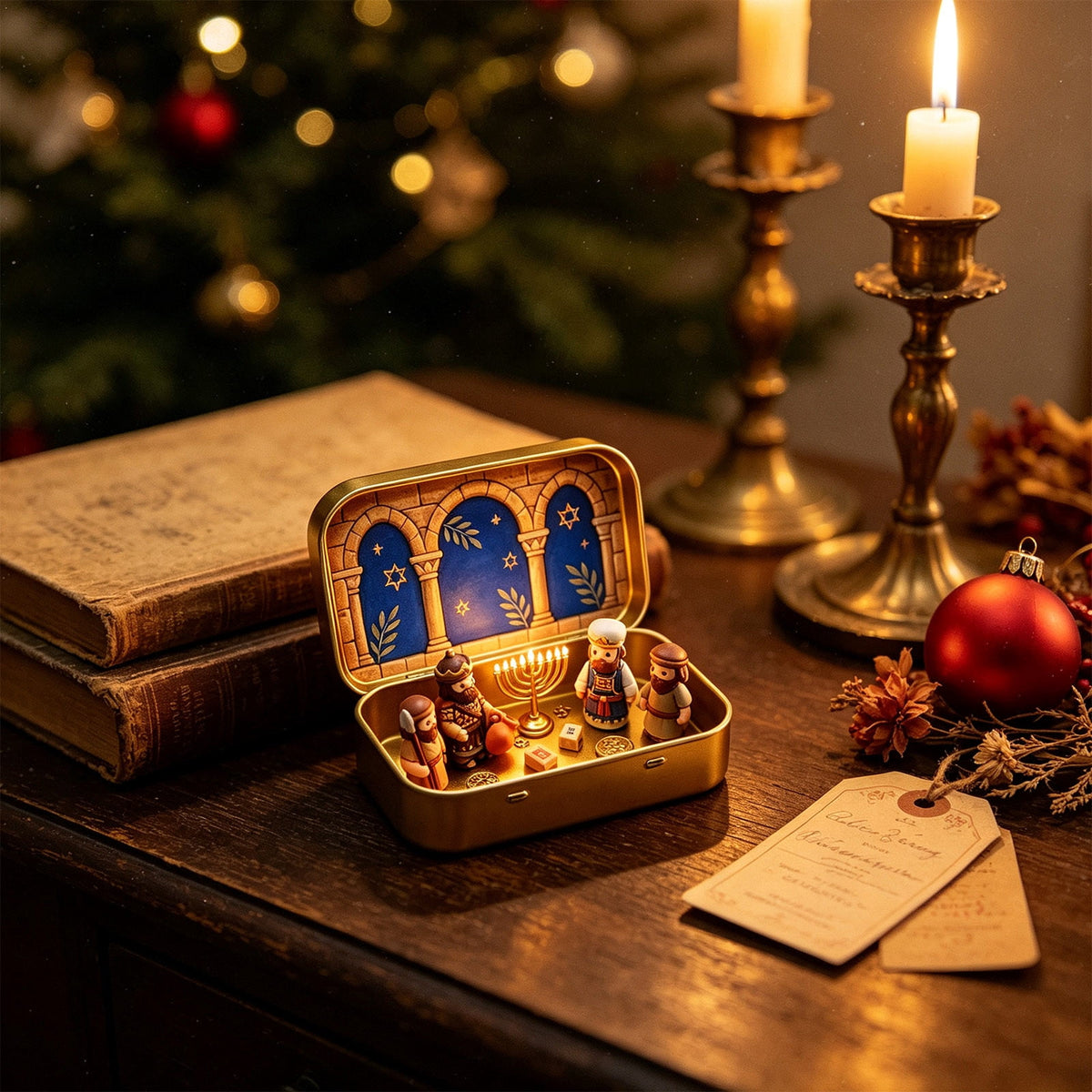 Mini Christmas Nativity Scene Set in a Tin Box Pocket Size Religious Catholic Jesus Holiday Desktop Ornament Decor Keepsake Stocking Stuffer Gifts