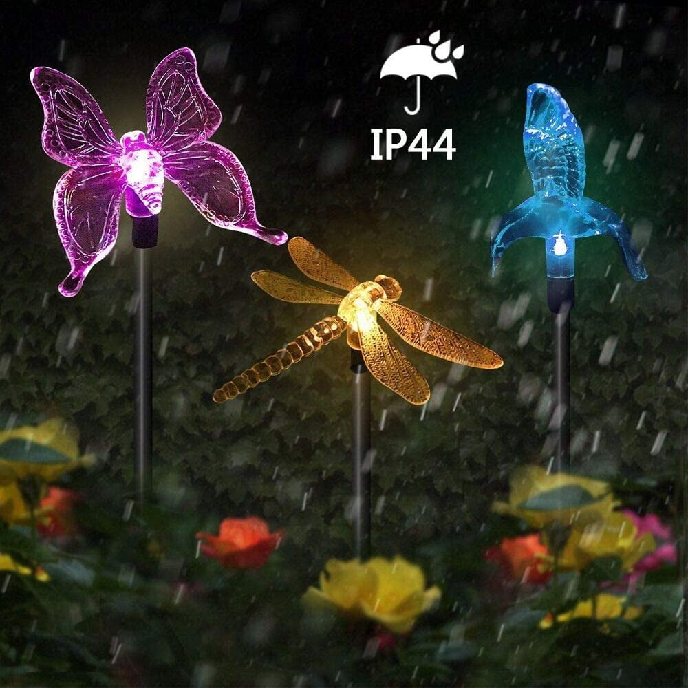 QiShi Solar Garden Lights Tree Outdoor Multi-Color Changing LED Stake Lights Flower for Garden, Patio, Yard and Decoration Solar Flickering Tree Lights (Tree,2 Pack)