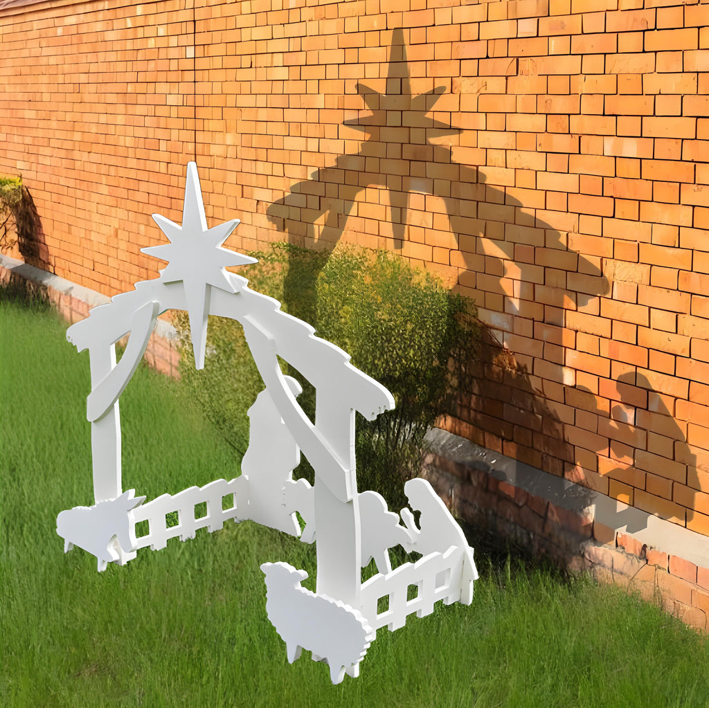 Outdoor Nativity Scene 4ft All-Weather Waterproof White PVC