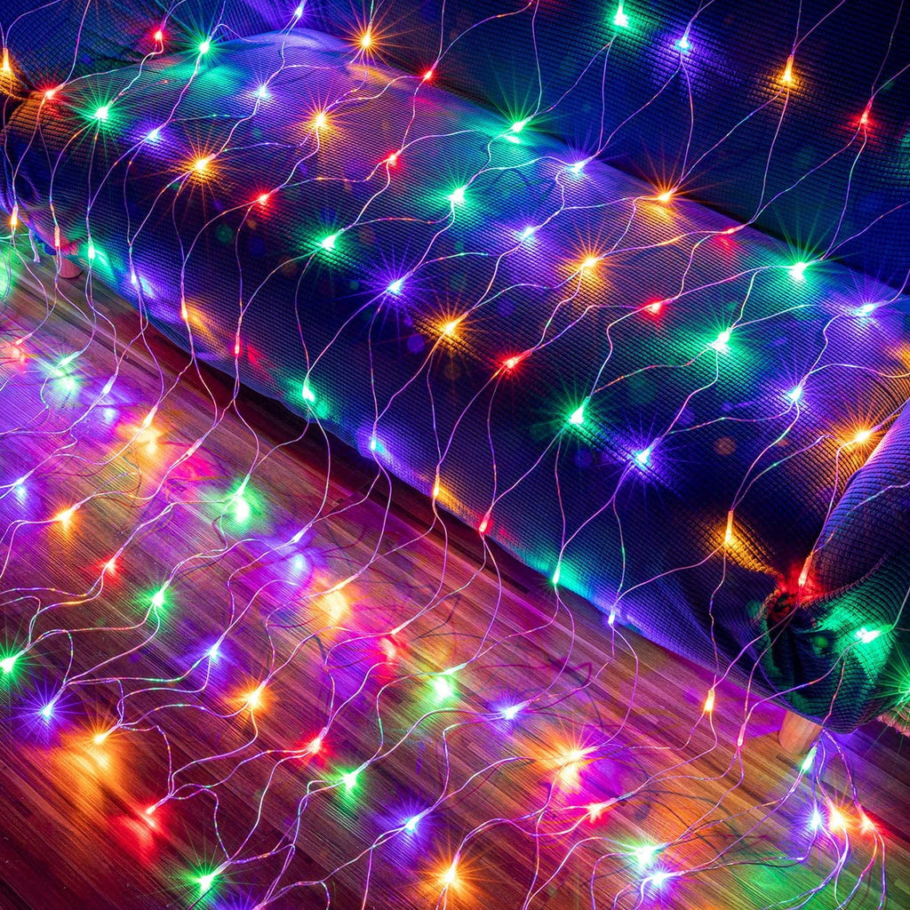 Christmas Net Lights Outdoor, 192 LED 9.8Ft x 6.6Ft Net Lights, Waterproof Christmas Outdoor Mesh Lights for Tree Bushes Holiday Party Garden, Holiday Wedding Party Decorations