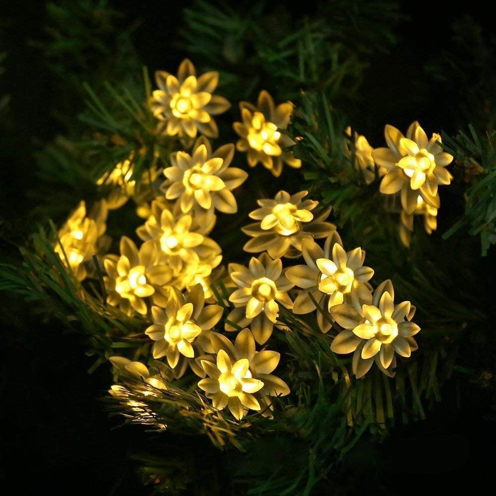 HESHENG Solar Lotus Flowers String Lights, Waterproof 40ft 100LEDs Lights Fairy Lights Outdoor 8 Modes Festival Lighting for Patio Yard Tree Wedding Party Christmas Decoration, Multicolor