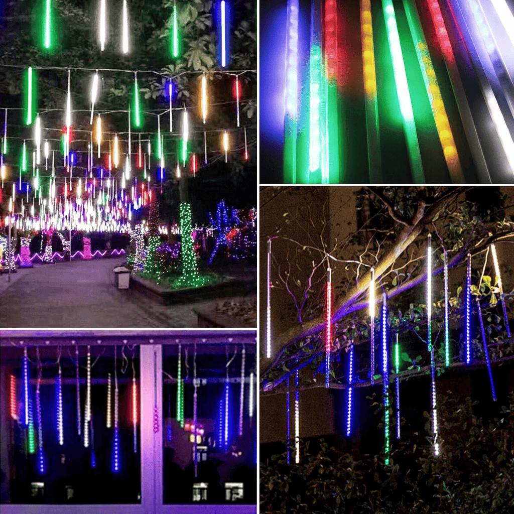 Upgraded Meteor Shower Rain Lights - 19.68 Inch, 10 Tubes, 540 LED Falling Rain Drop Christmas Light, Waterproof Cascading Lights for Holiday Party Wedding Christmas Tree Decoration (White)