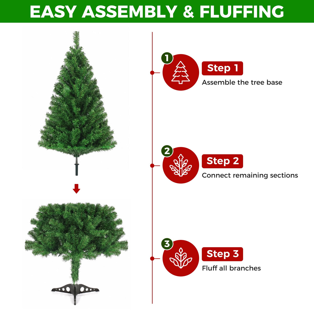Leyaron Christmas Tree with Lights, 4FT Artificial Small Mini Christmas Tree Decorations for Indoor Holiday Xmas Home Decor, Green