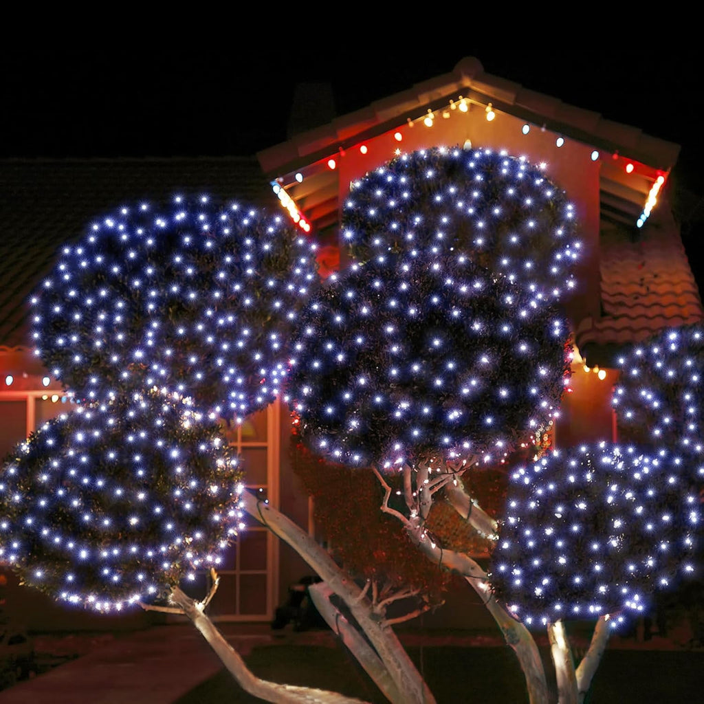 Christmas Net Lights Outdoor, 192 LED 9.8Ft x 6.6Ft Net Lights, Waterproof Christmas Outdoor Mesh Lights for Tree Bushes Holiday Party Garden, Holiday Wedding Party Decorations