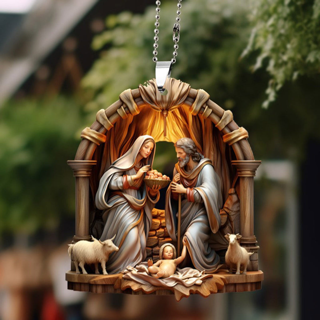 AuroraX Modern Christmas Decoration Hanging Acrylic Christmas Nativity Sets Neutral 2025 Decorative Nativity for Christma Tree,Home Decor