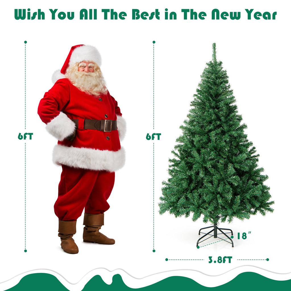 Costway 9FT PVC Christmas Tree 2132 Tips Hinged Solid Metal Legs
