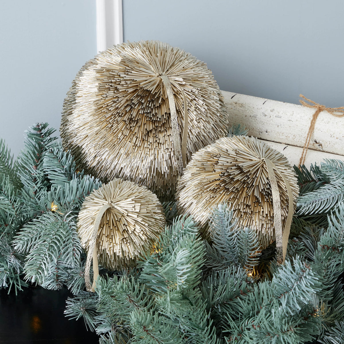 Seasonal LLC Pipa 3.75" Ornament Set of 4 - Champagne - 3.75 inch