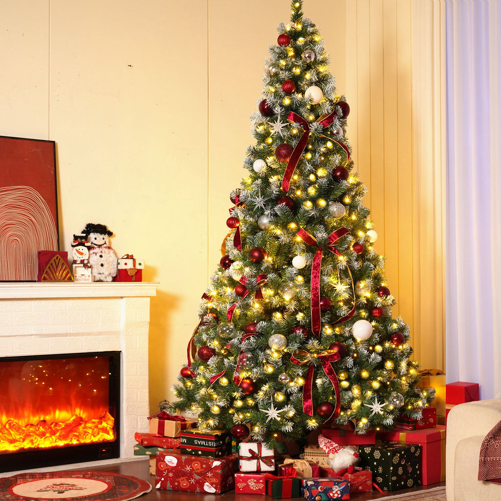 Yexmas 6ft Pre-Lit Green Christmas Tree, 11 Modes Colored LED Lights, Artificial Xmas Tree with Large Storage Bag