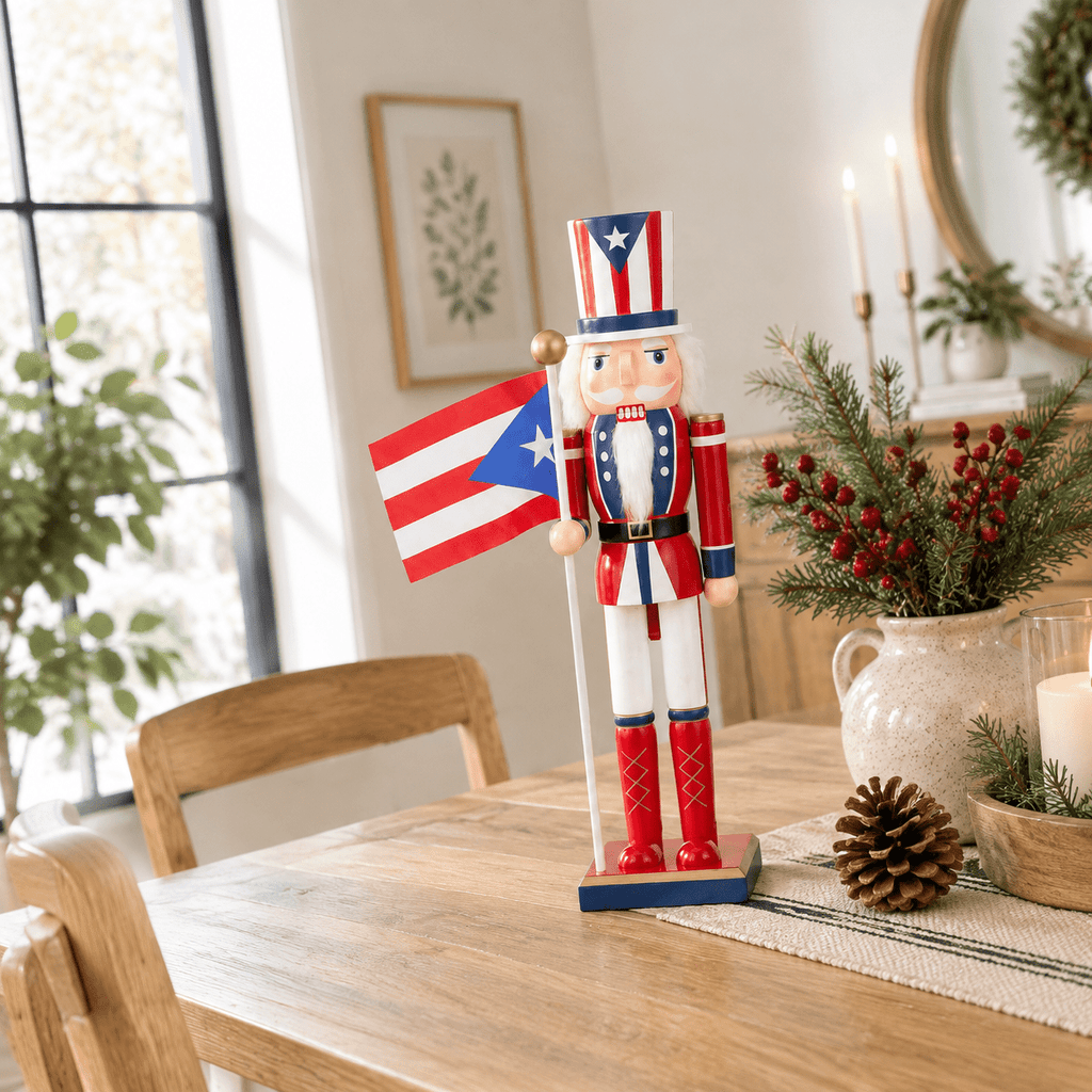 15 Inch Puerto Rico Flag Nutcracker Soldier Wood Christmas Decor