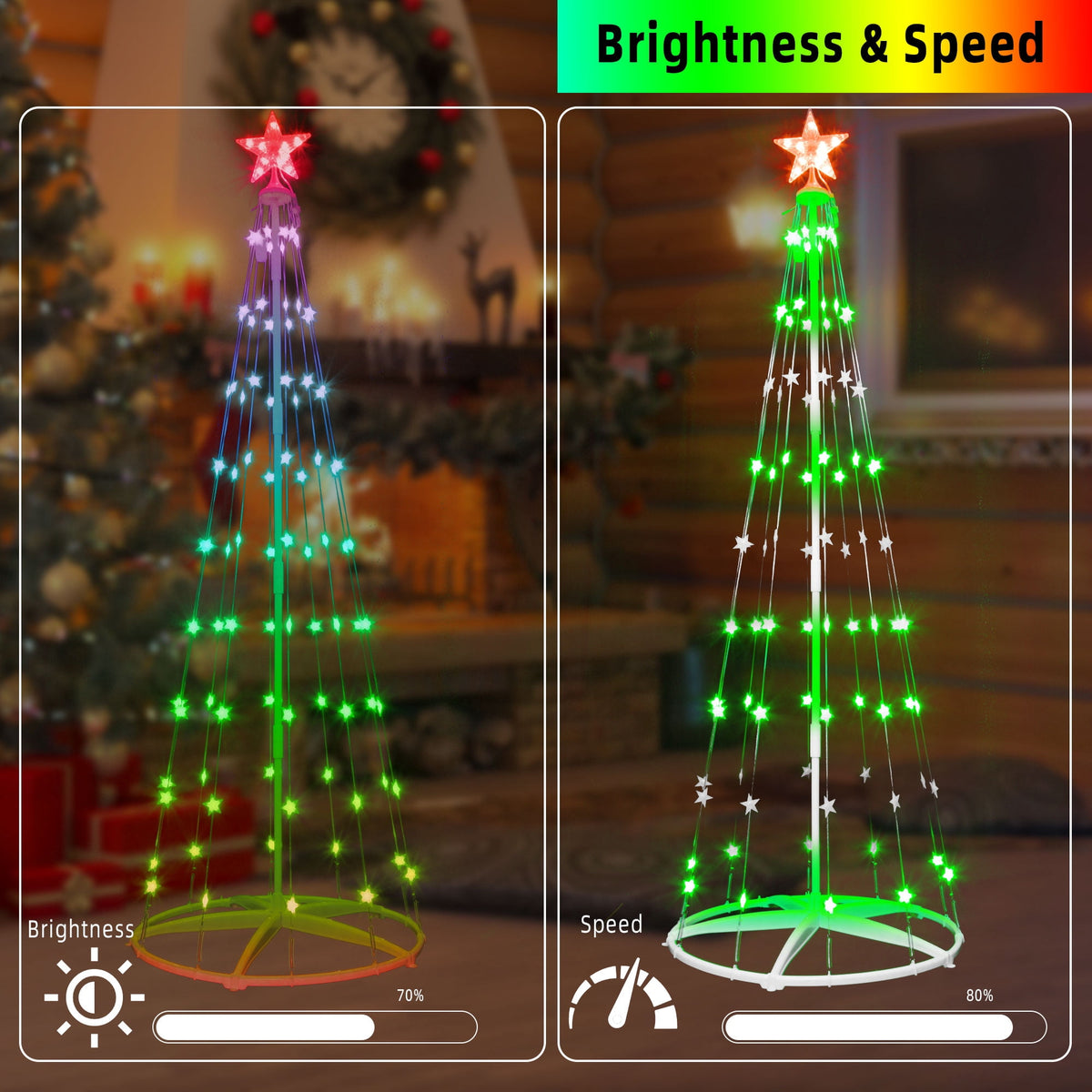 8FT 236 LED Christmas Cone Tree Smart Light with 58 Modes DIY Timer Remote Dimmable Artificial Christmas Tree for Porch Yard Patio Indoor Outdoor Xmas Holiday Decor