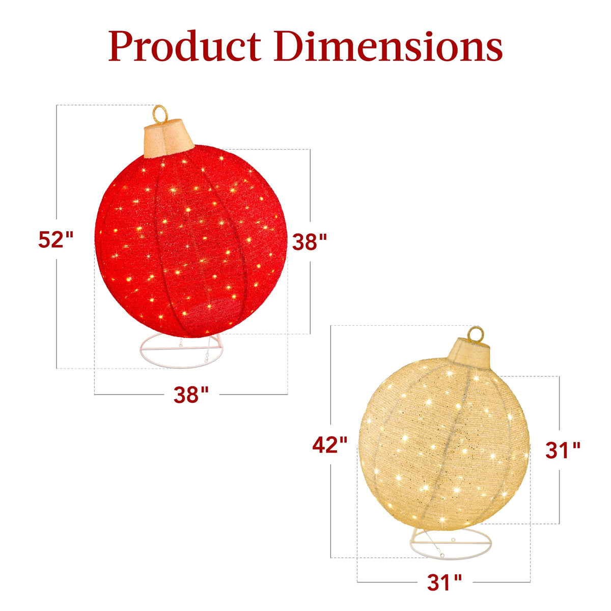 Best Choice Products 2pc Lighted Pop-Up Christmas Ornaments Outdoor Holiday Decoration w/ 220 LED Lights - Red/Green