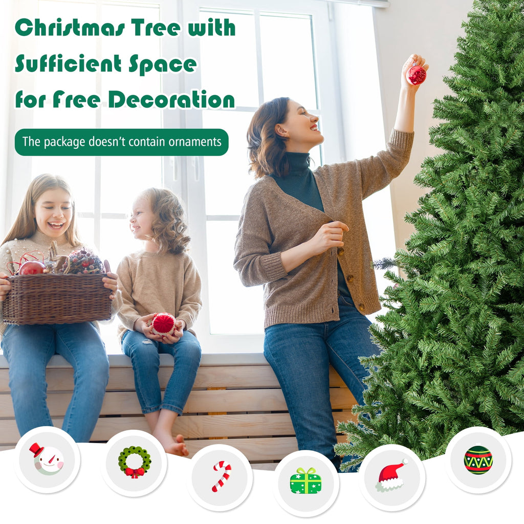 Costway 9FT PVC Christmas Tree 2132 Tips Hinged Solid Metal Legs