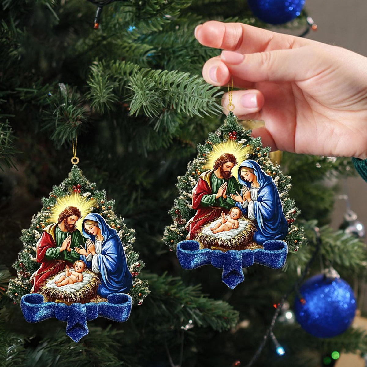 Xuniizn Nativity Ornaments, Christmas Nativity Scene Ornaments Acrylic Christmas Tree Decorations for Xmas Tree, Home, Office, Hanging Ornament, Religious Gifts, Party Decor, Christmas Decorations