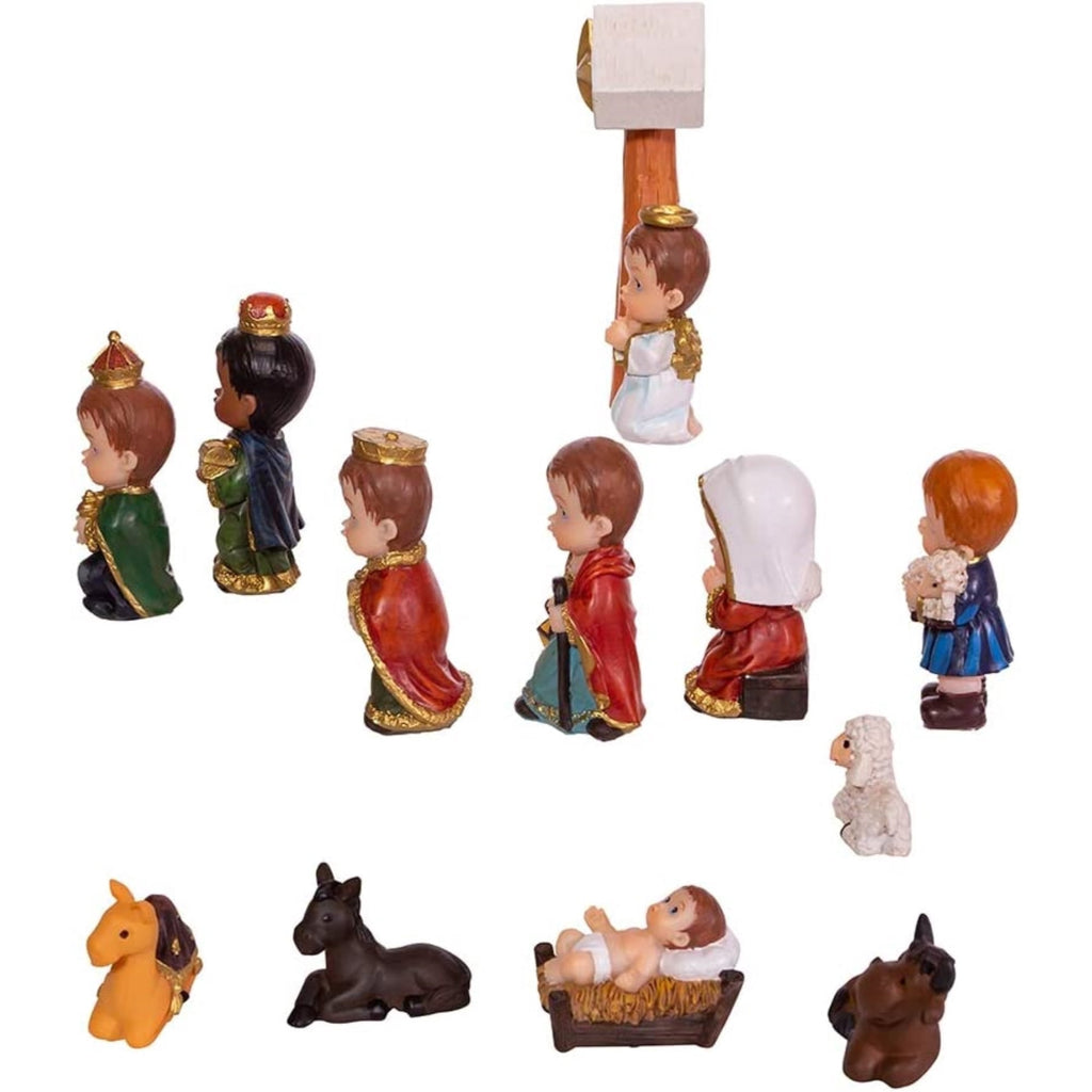Kurt S. Adler Children's Nativity Set, 1.6-4.5 in Resin Multi, 13 Piece
