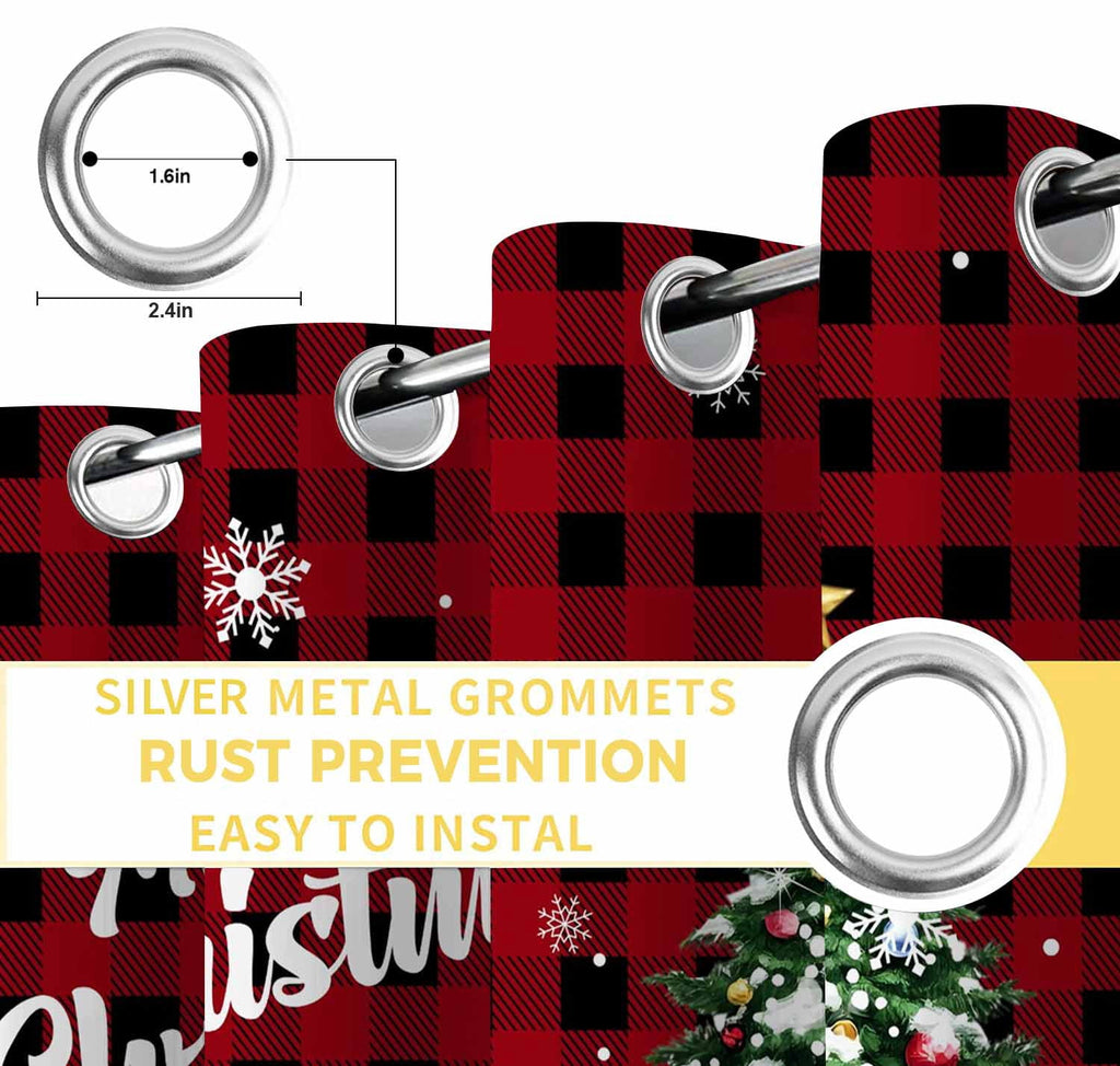 Red Truck Christmas Blackout Curtains 63 Inches Long for Bedroom,Xmas Tree Snowflake Gifts Winter Wooden Thermal Insulated Room Darkening Black Out Window Curtain Panels Grommet Living Room Drapes