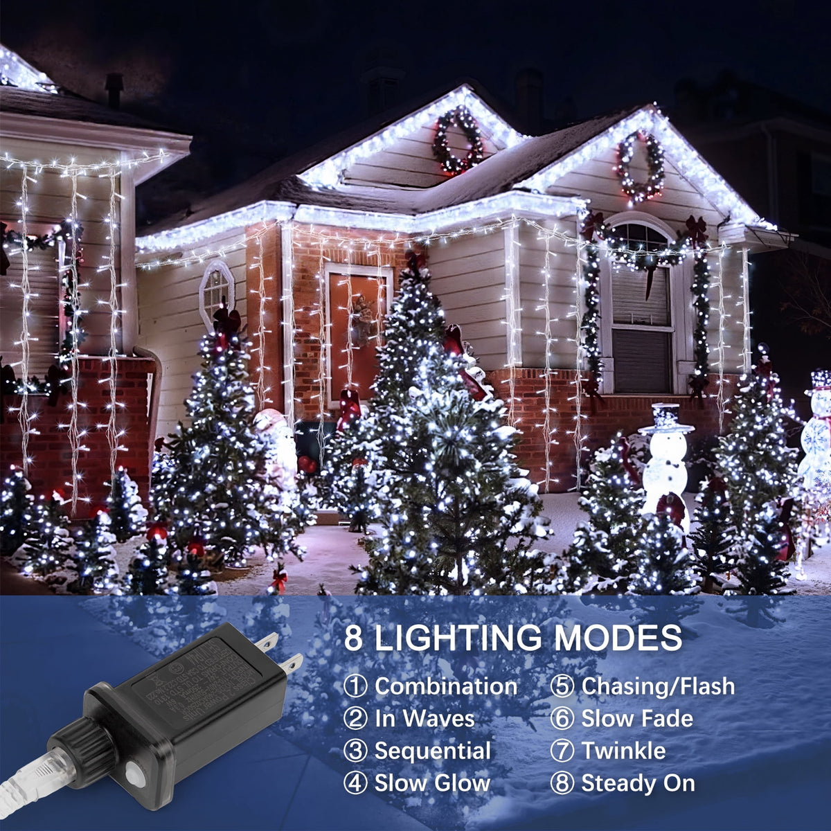Scidweet Christmas String Lights, 196 FT 600 LED Twinkle Fairy Christmas Light with Remote for Indoor Outdoor Home Holiday Xmas Tree Decor, Warm Yellow