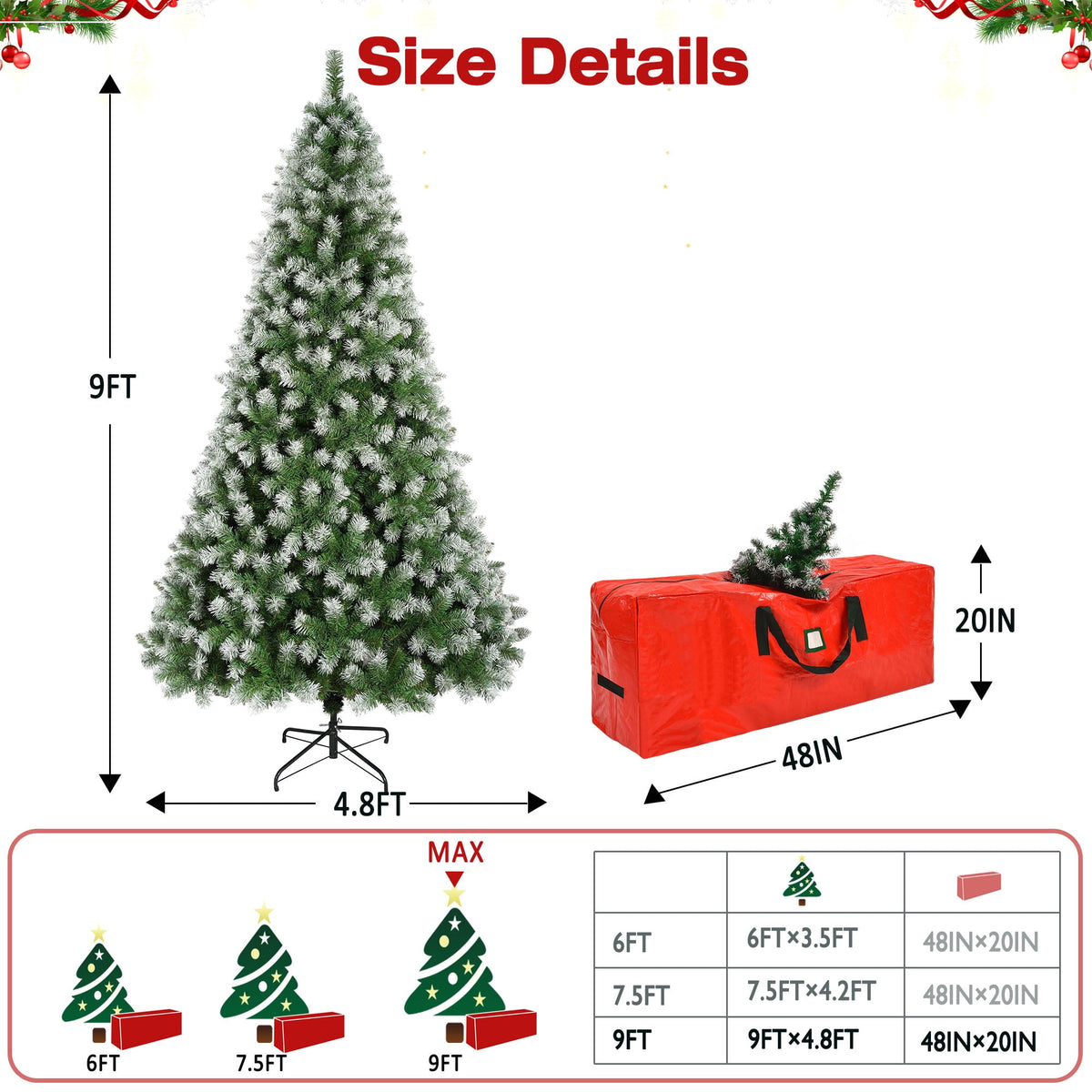Yexmas 6ft Pre-Lit Green Christmas Tree, 11 Modes Colored LED Lights, Artificial Xmas Tree with Large Storage Bag