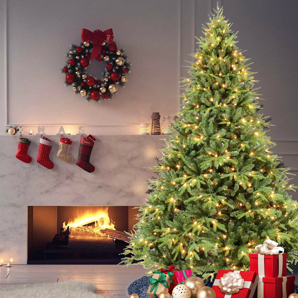 Makeatree 4ft Prelit Artificial Christmas Tree Realistic Fir Xmas Tree with 907 PE PVC Tips & 150 Lights Green & Foldable Base