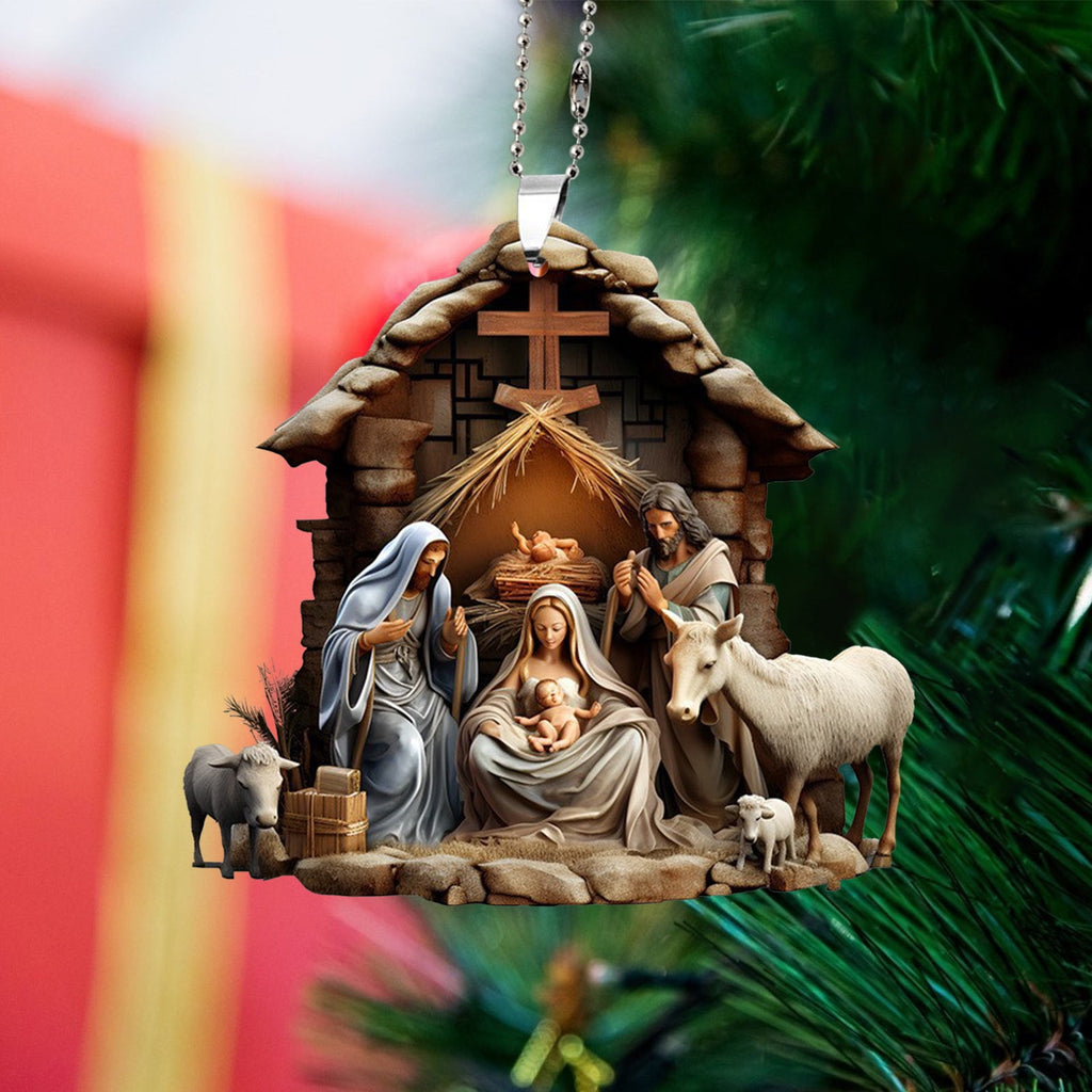 AuroraX Modern Christmas Decoration Hanging Acrylic Christmas Nativity Sets Neutral 2025 Decorative Nativity for Christma Tree,Home Decor