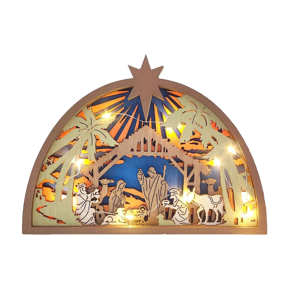 AuroraX Hanging Nativity Scene Sets for Christmas Decor,Holy Family Vintage Acrylic Ornament for Christmas Tree,Holiday Indoor Religious Decorations