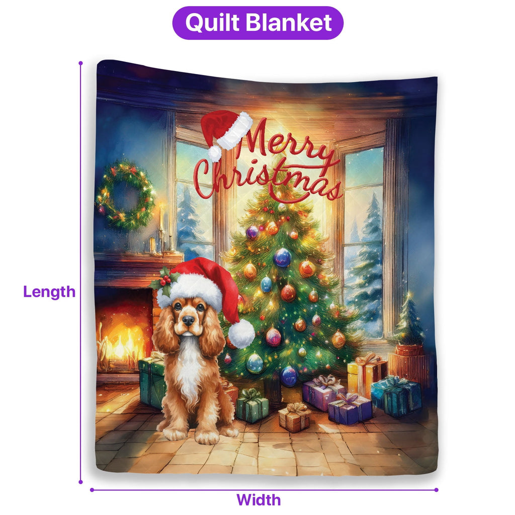Merry Christmas French Bulldog Santa Hat Xmas Tree Winter Holiday Quilt Bedding Set Dog Lover Gifts 1 Blanket Bed Cover 2 Pillowcases - 01013