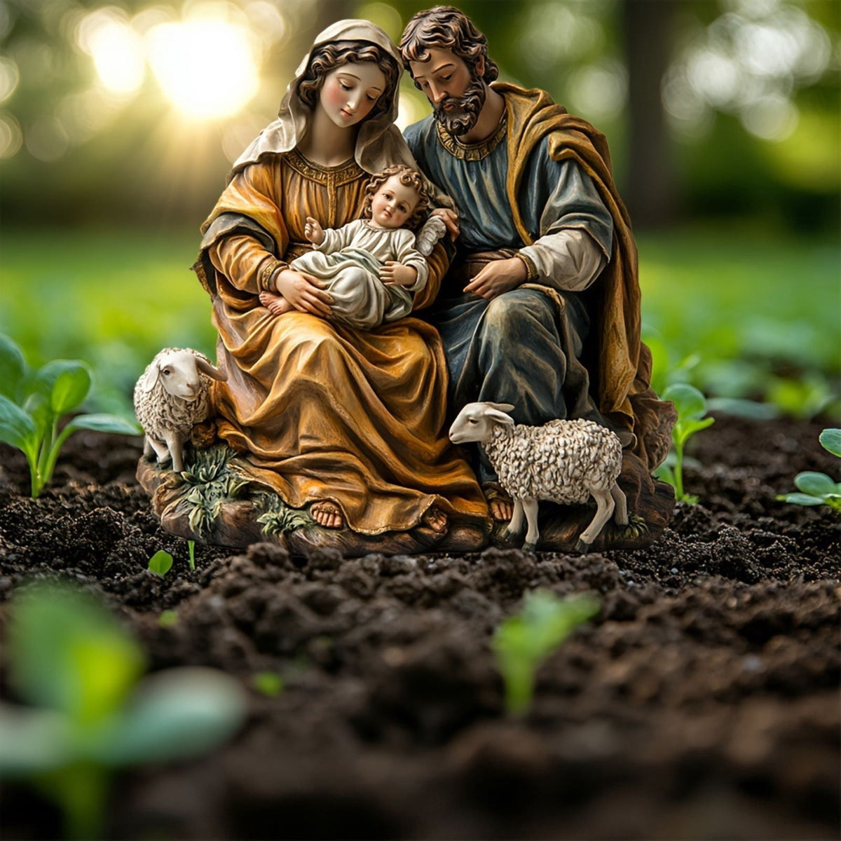 Religious Nativity Scene Set with LED Lights - Handcrafted Biblical Christmas Decor for Home & Garden, Durable Acrylic Indoor Outdoor Holiday Display