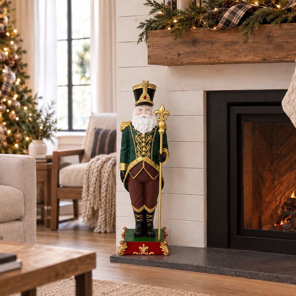 Sunnydaze Green Polyresin Guardian of the North Pole Nutcracker Christmas Statue, 37"