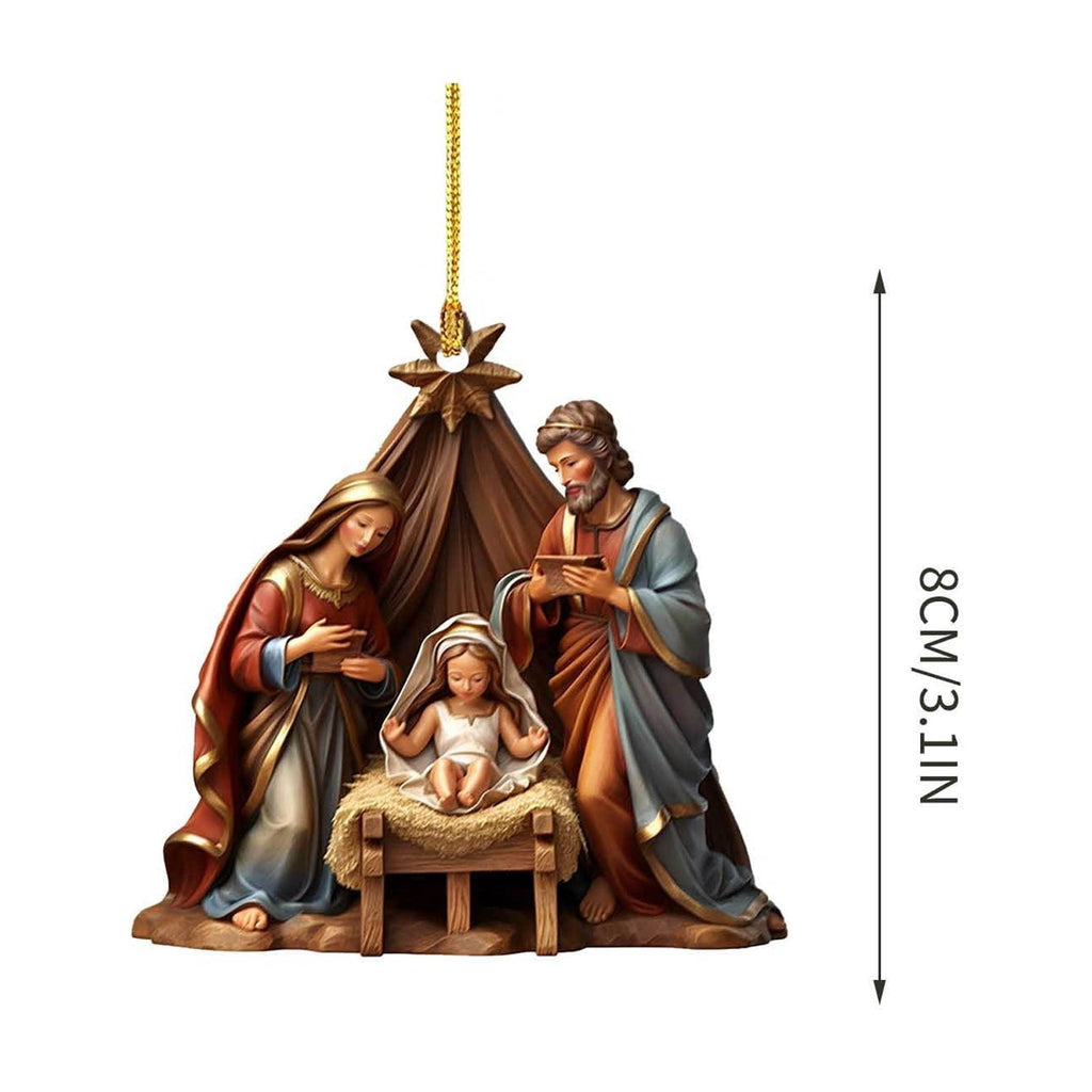 Xuniizn Nativity Ornaments, Christmas Nativity Scene Ornaments Acrylic Christmas Tree Decorations for Xmas Tree, Home, Office, Hanging Ornament, Religious Gifts, Party Decor, Christmas Decorations