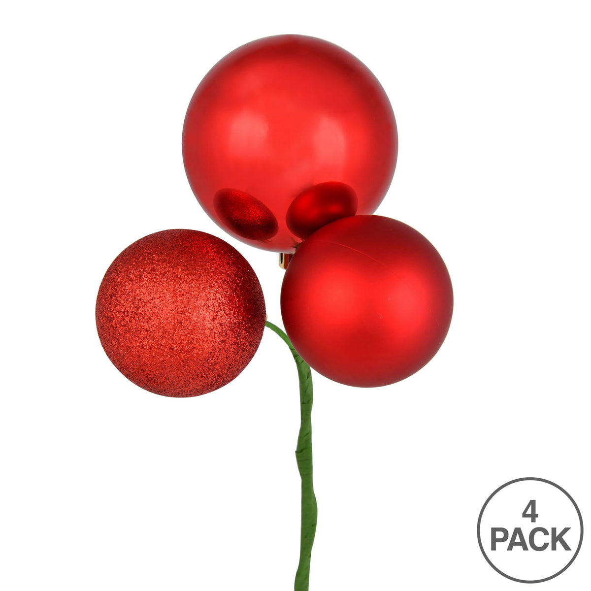 Vickerman 18" Coral Ball Ornament Christmas Pick, 4 per set
