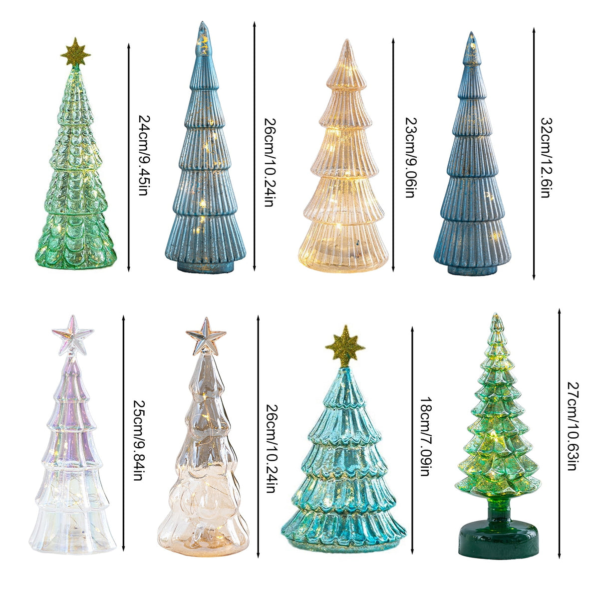 Dserhfy Illuminated Glass Christmas Tree Tabletop Light Up Christmas Tree Figurine for Xmas Home Party Centerpiece Tabletop Mantel Decor