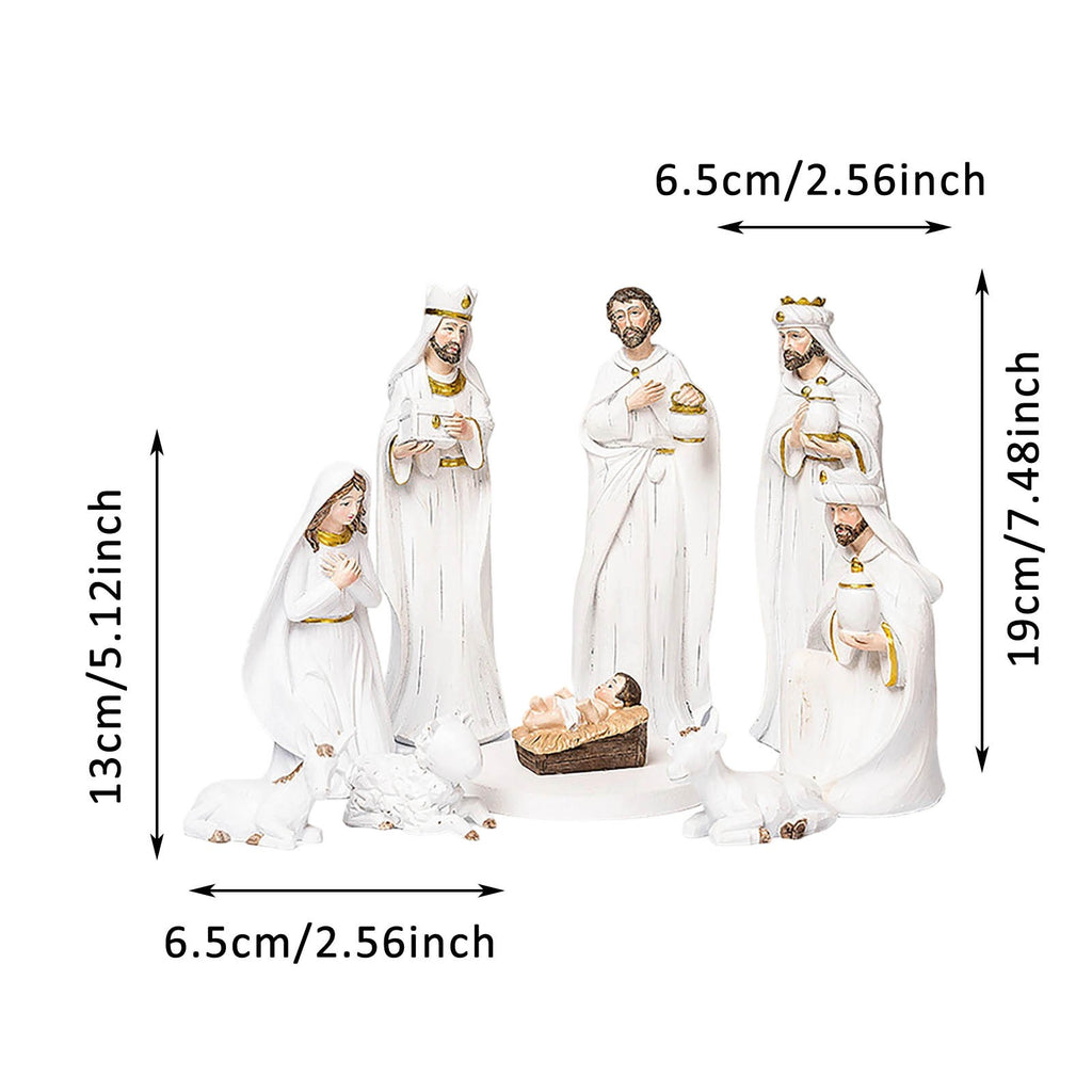 Easter Nativity Set 9-Piece Indoor, Hand-Painted Nativity Scene Decoration 7.5 Inch, Holiday Nativity Sets for Easter and Christmas, Traditional Nativity Scene with Hand-Painted Details