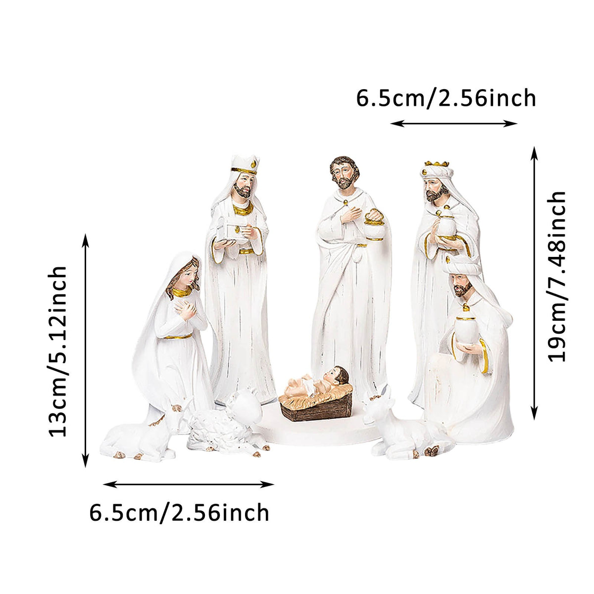 Easter Nativity Set 9-Piece Indoor, Hand-Painted Nativity Scene Decoration 7.5 Inch, Holiday Nativity Sets for Easter and Christmas, Traditional Nativity Scene with Hand-Painted Details