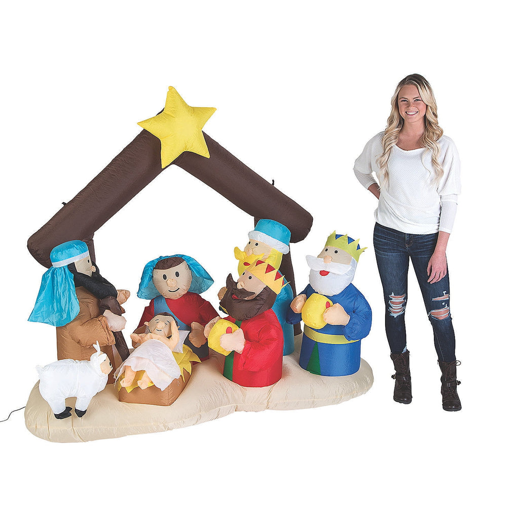 78" Outdoor Blow Up Inflatable Light-Up Nativity Scene