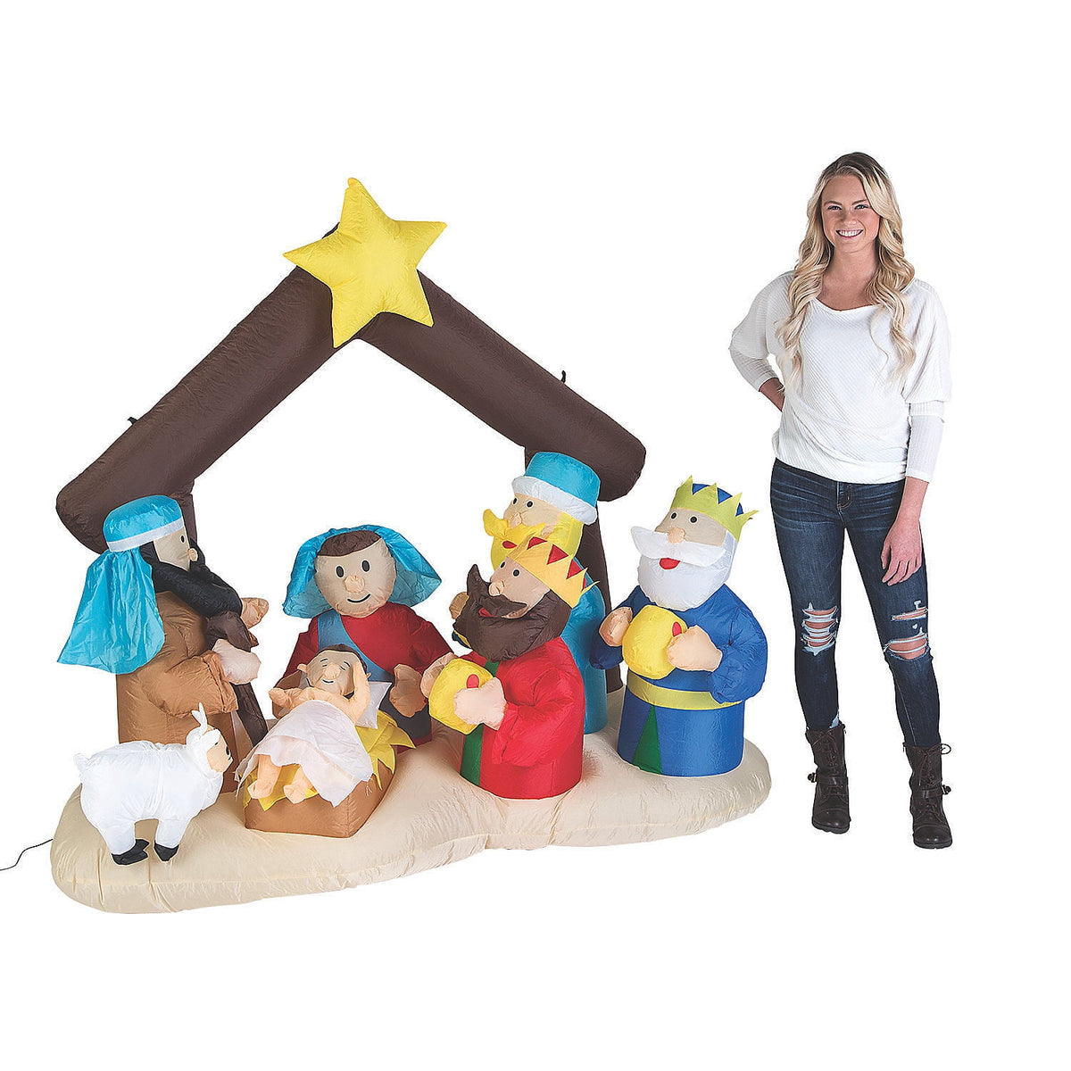 78" Outdoor Blow Up Inflatable Light-Up Nativity Scene