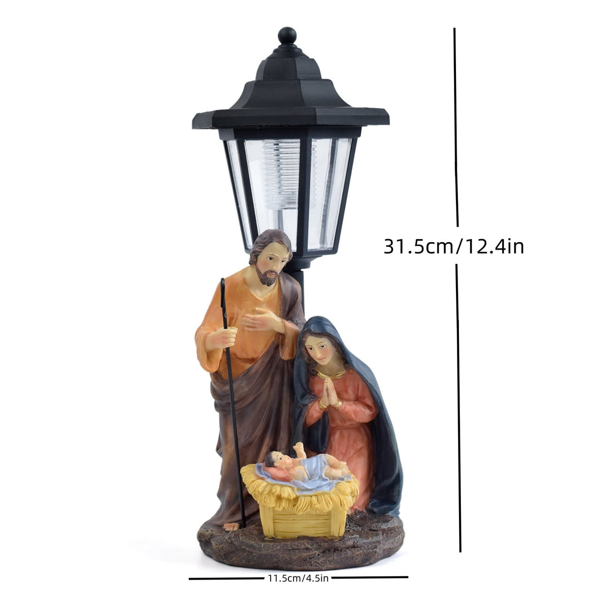 geerera Solar Powered Nativity Set, Holy Family Outdoor Decor, Weather-Resistant Manger Scene for Garden, Yard, Catholic Gift
