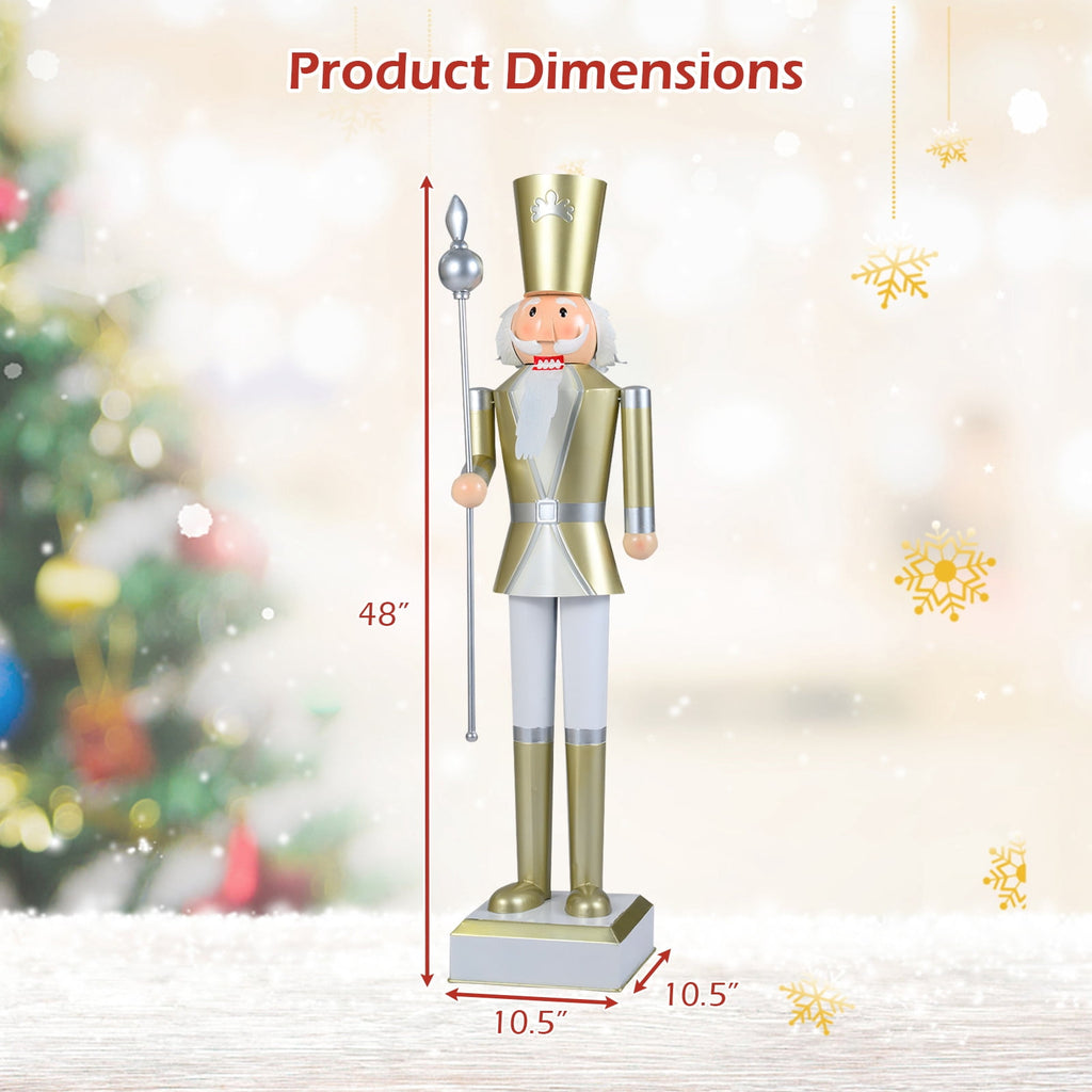 Gymax 4' Outdoor Christmas Nutcracker w/High Hat & Beautiful Scepter Uniform & Boots for Yard Black