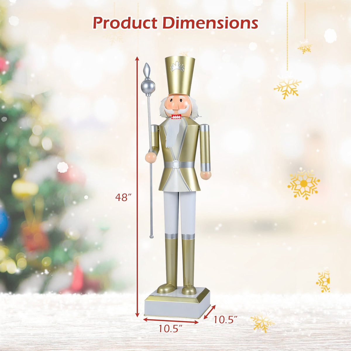 Gymax 4' Outdoor Christmas Nutcracker w/High Hat & Beautiful Scepter Uniform & Boots for Yard Black