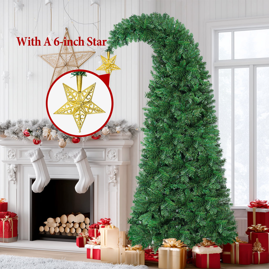 Firstness 6Ft Christmas Tree Crooked Neck, Prelit Artificial Xmas Tree with 250 Colorful Lights & 11 Modes, 825 Branch Tips, Storage Bag, PVC Bendable Top Christmas Tree